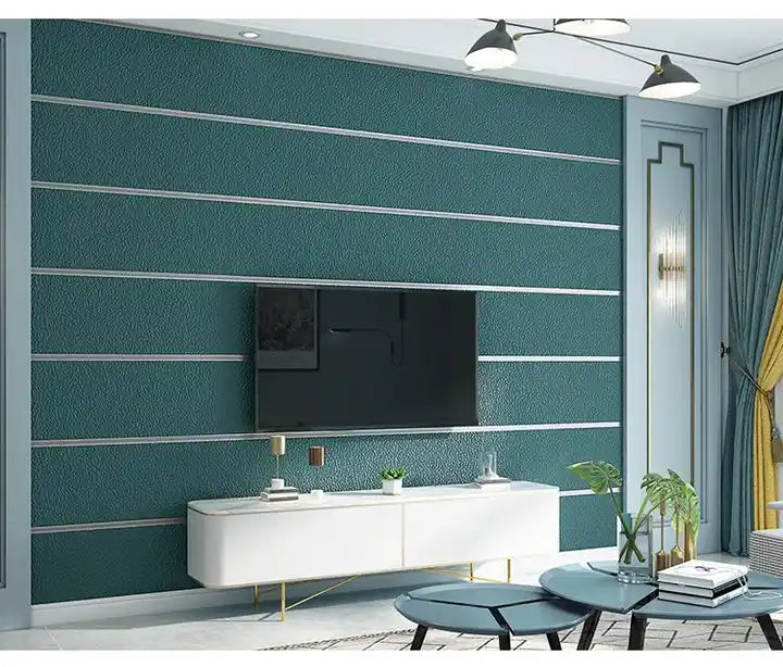 Simple Decorative Living Room Dining Room 3d Striped Leather Grain Wallpaper
