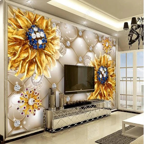 Custom 3d Large Flower Self-adhesive Wallpaper