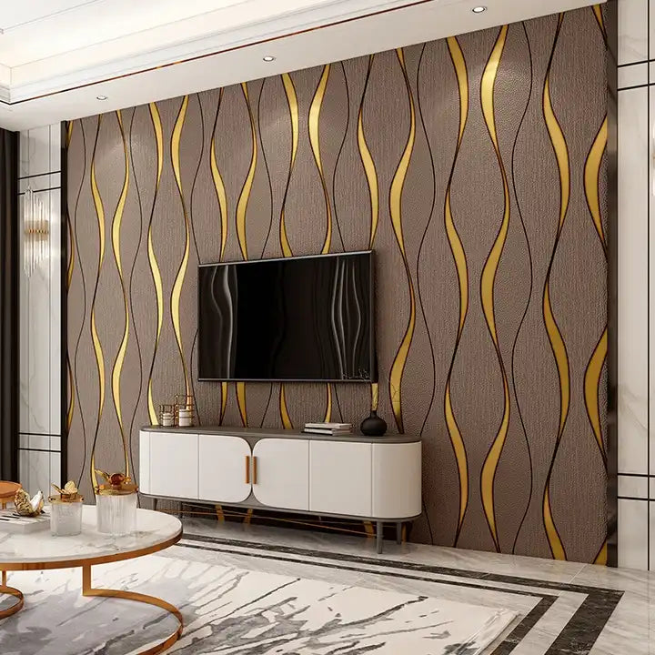 3D Wavy Background Living Room Wallpaper