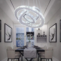 Modern Chrystal Chandelier 3 Rings Led Ceiling Light
