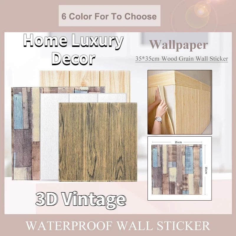 30Pcs 3D Self-Adhesive Panel Waterproof Living Room Bedroom Bathroom Vinyl Wall Sticker