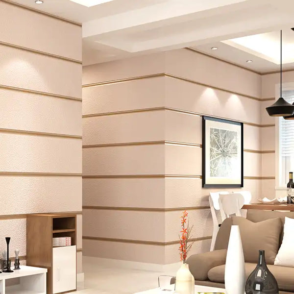 Simple Decorative Living Room Dining Room 3d Striped Leather Grain Wallpaper