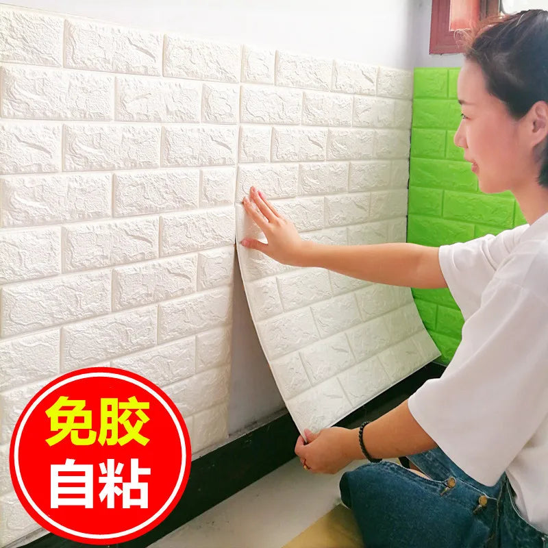 Self adhesive Waterproof TV Background Brick Wallpapers 3D Wall Sticker Living Room Wallpaper Mural Bedroom Decorative 70*77