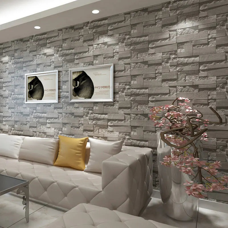 3D Brick Wall Stone Wallpaper Modern Vintage Living Room TV Sofa Background Wall Covering Gray Brick Wall Papers Papel De Parede