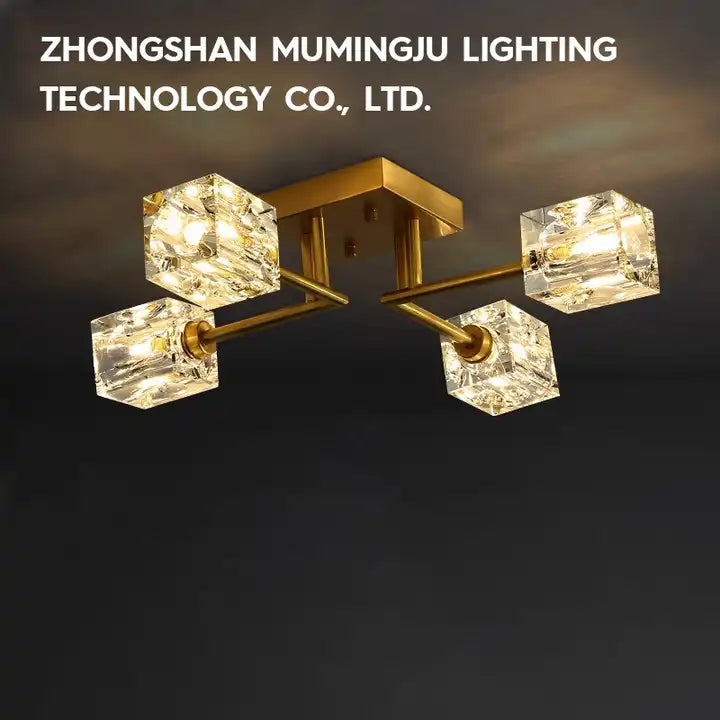 Luxurious Brass Minimalist LED Crystal Ceiling Light