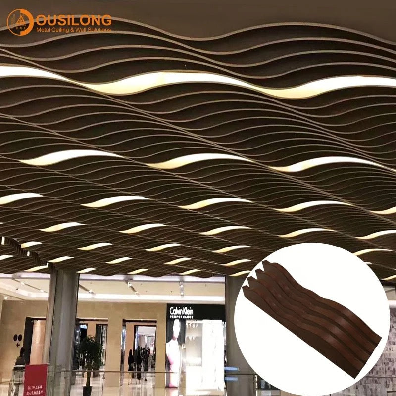 Metal Suspended Curved Wave Aluminum Artistic Ceiling