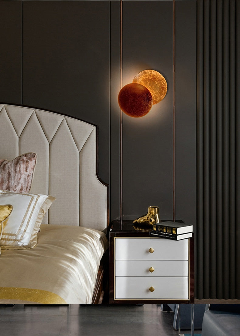 Moon Eclipse Round Gold Copper LED Light Wall Sconce-Buy Now