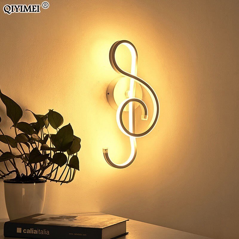 Musical Note white/black LED Wall Lamp