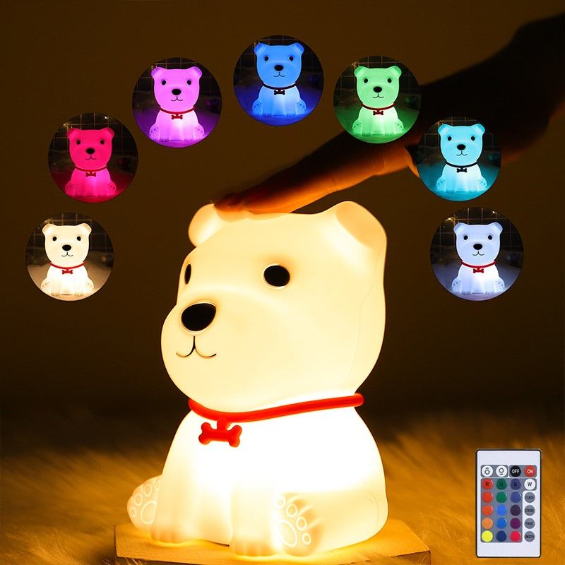 Cute Dog Touch Sensor Remote Control Children Kids Baby Bedroom Lamp