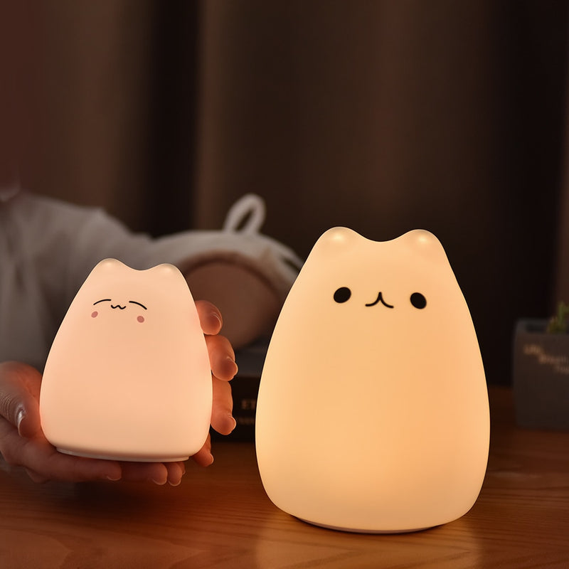 LED Night Light Bedside Cute Cat Kids Lamp